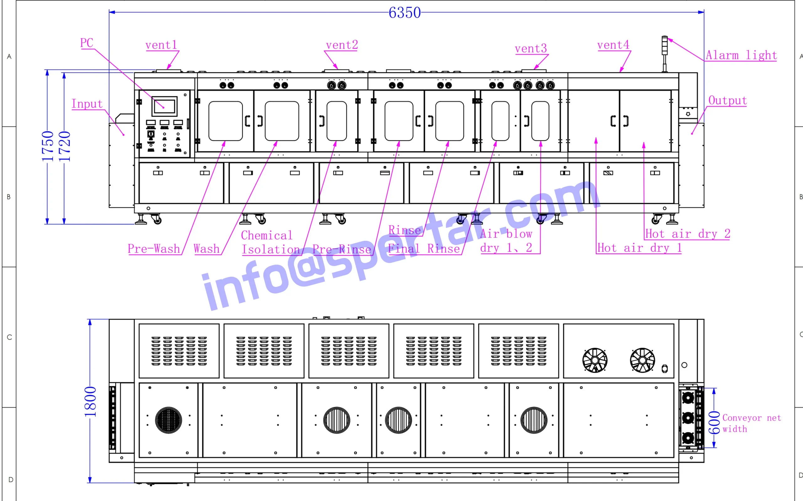 Spertar bc620 pcba inline cleaning machine for large batches pcba cleaning to remove flux residue
