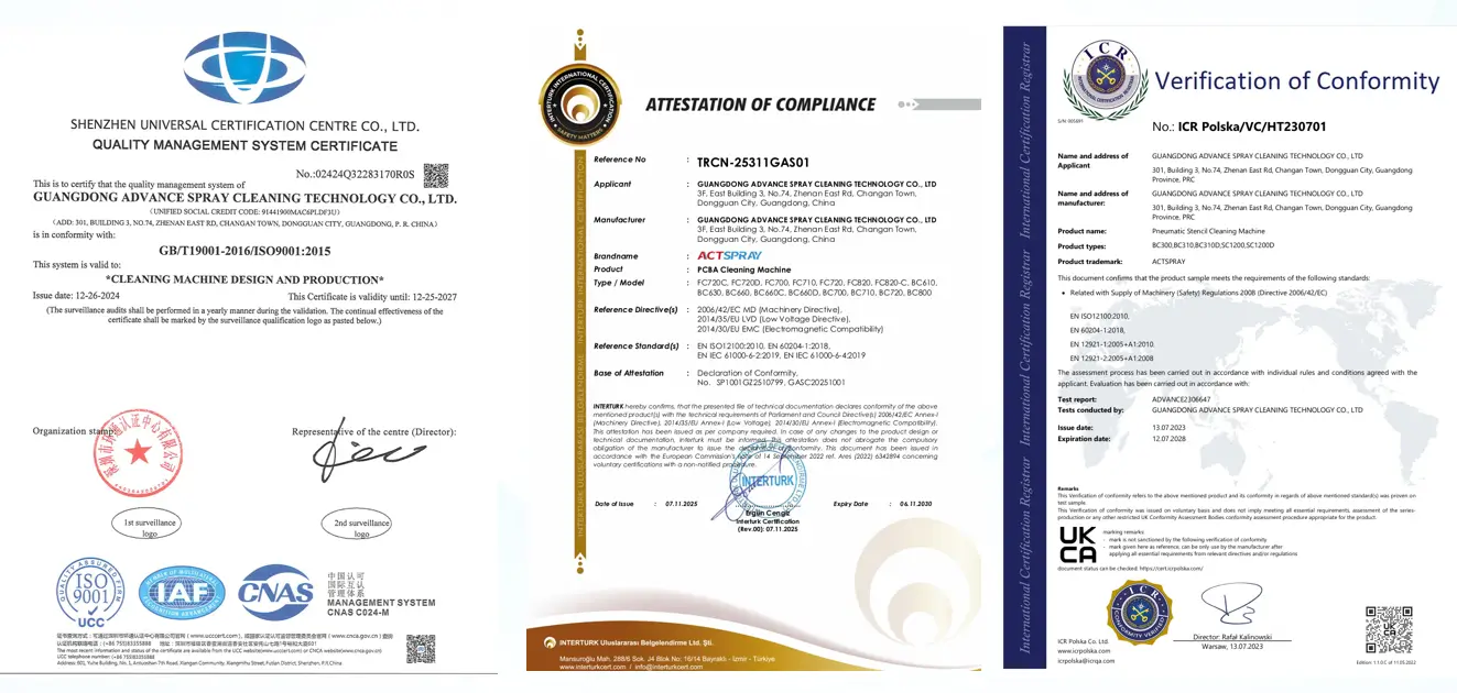 SPERTAR factory with ISO9001 certification and CE safety certification for SMT cleaning equipment manufacturing